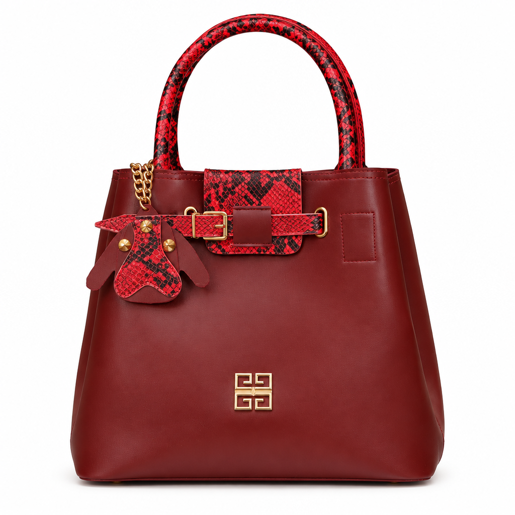 Givenchy style 4G snake handle tote - burgundy, studio view