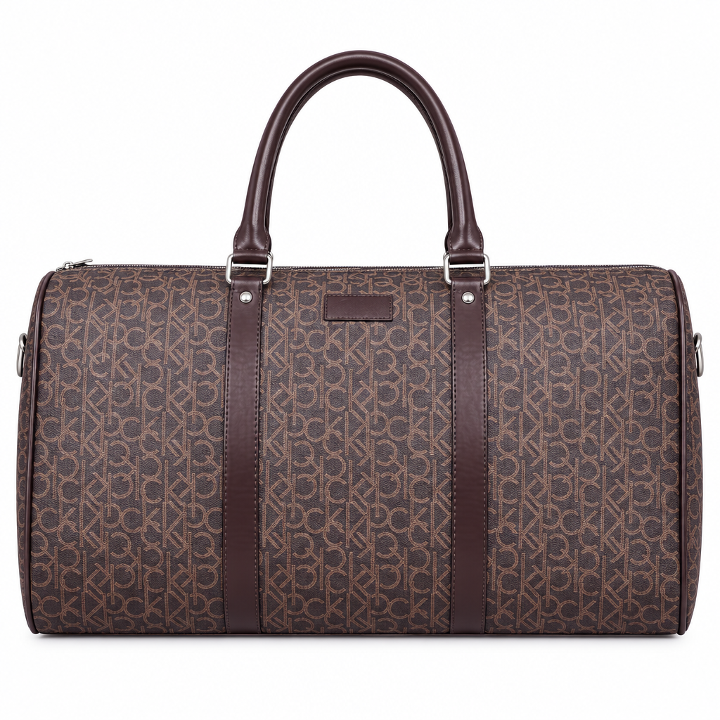 CK style monogram travel duffel - brown, studio view
