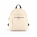 Mini nylon backpack with front zip pocket - cream, studio view