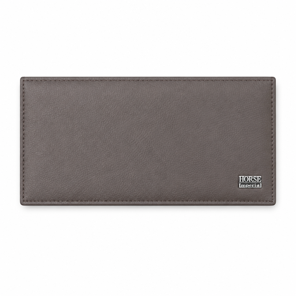 HORSE Imperial style long wallet - grey-brown taupe, studio view