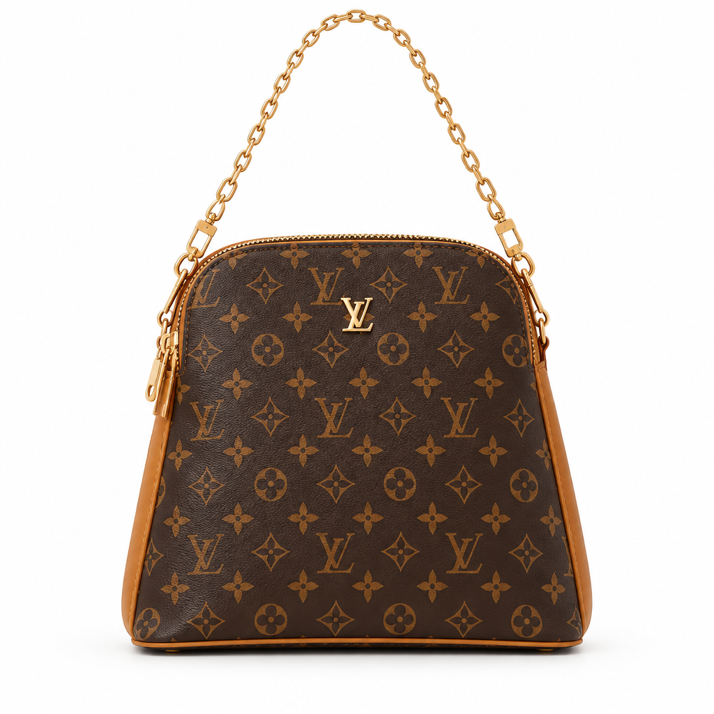 Monogram dome chain bag - classic brown monogram, studio view