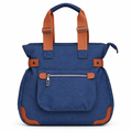 Canvas utility tote bag - navy with tan, studio view