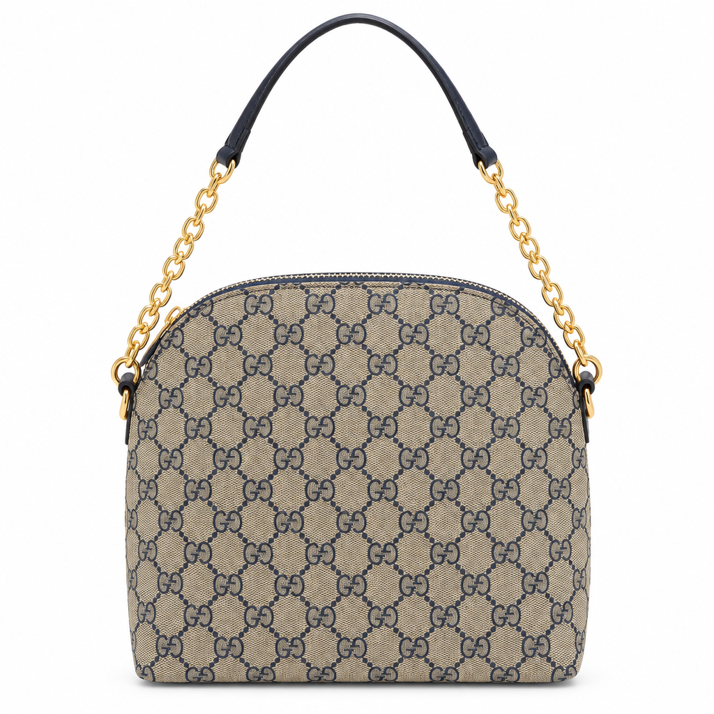 Dome chain shoulder bag - beige GG monogram, studio view