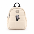 Karl Lagerfeld style quilted backpack with Karl patch - cream, studio view