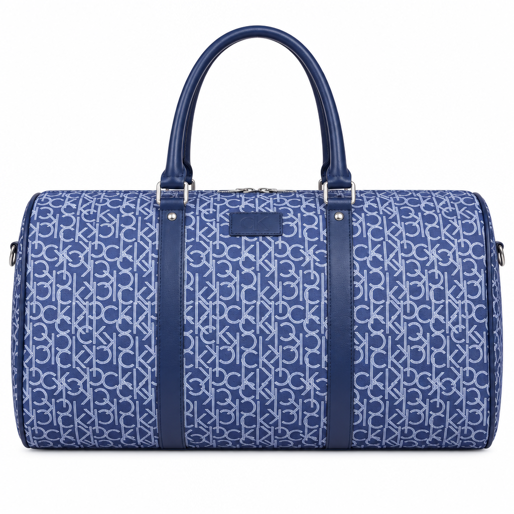 CK style monogram travel duffel - navy, studio view