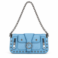 Studded cargo pocket shoulder bag - sky blue, studio view