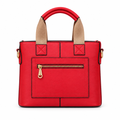 Structured mini tote with webbing handle - red, studio view