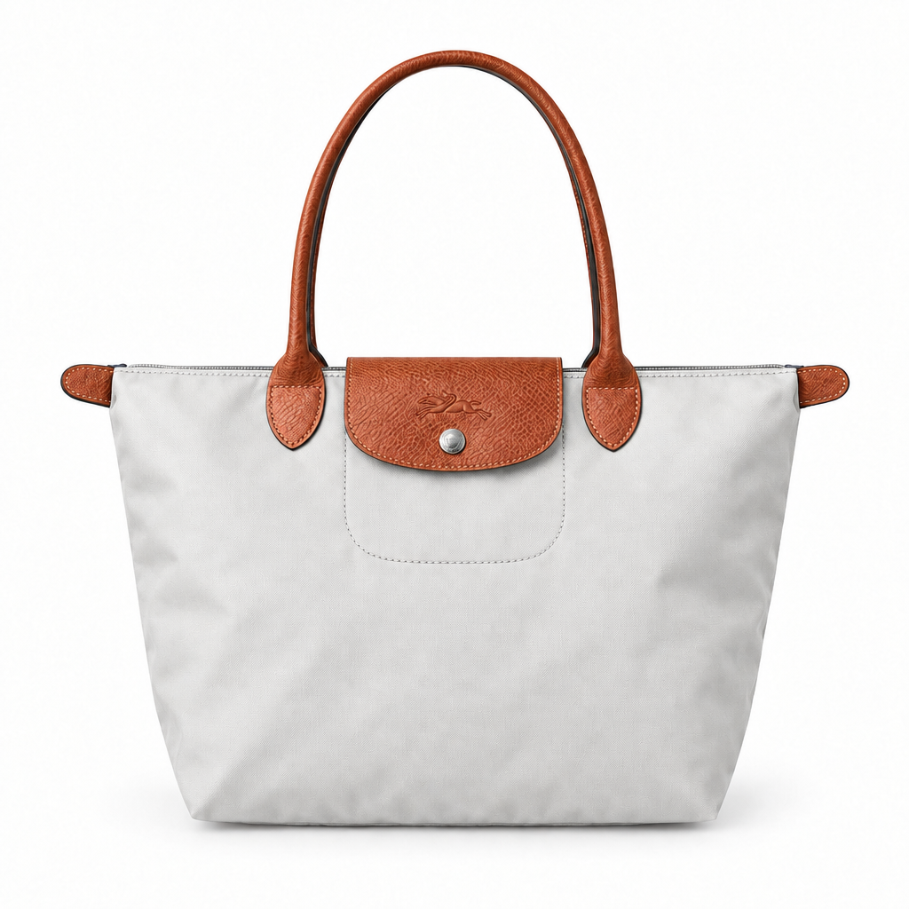 Longchamp Style Large Classic Zip-Top Tote - ivory-grey, studio view
