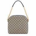 Gucci style GG canvas dome chain bag - beige and navy, studio view