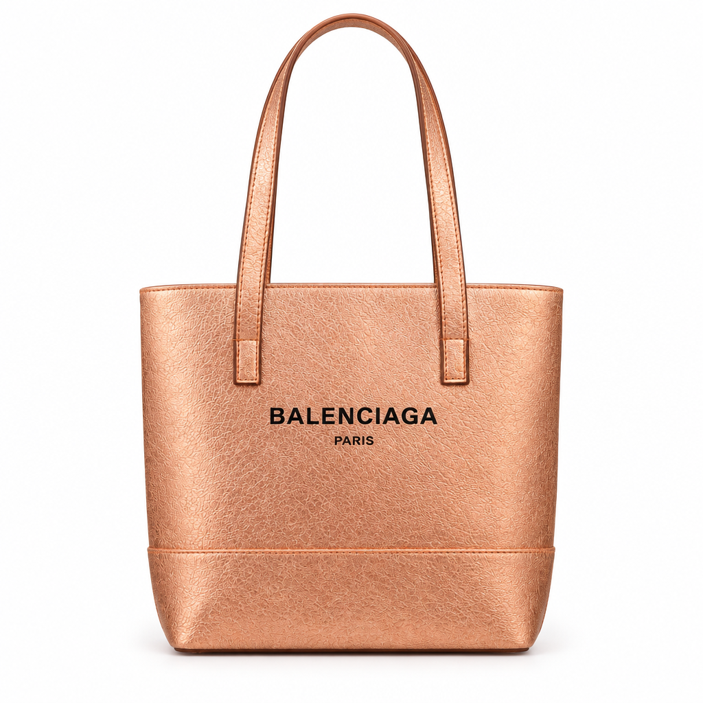 Balenciaga style metallic mini tote - copper, studio view