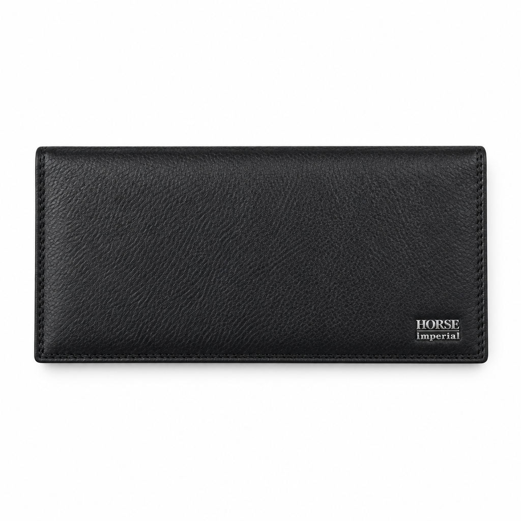 HORSE Imperial style long wallet - black, studio view