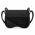 Suede panel saddle shoulder bag - black, studio view