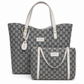 Gucci style GG canvas tote with pouch set - grey, studio view