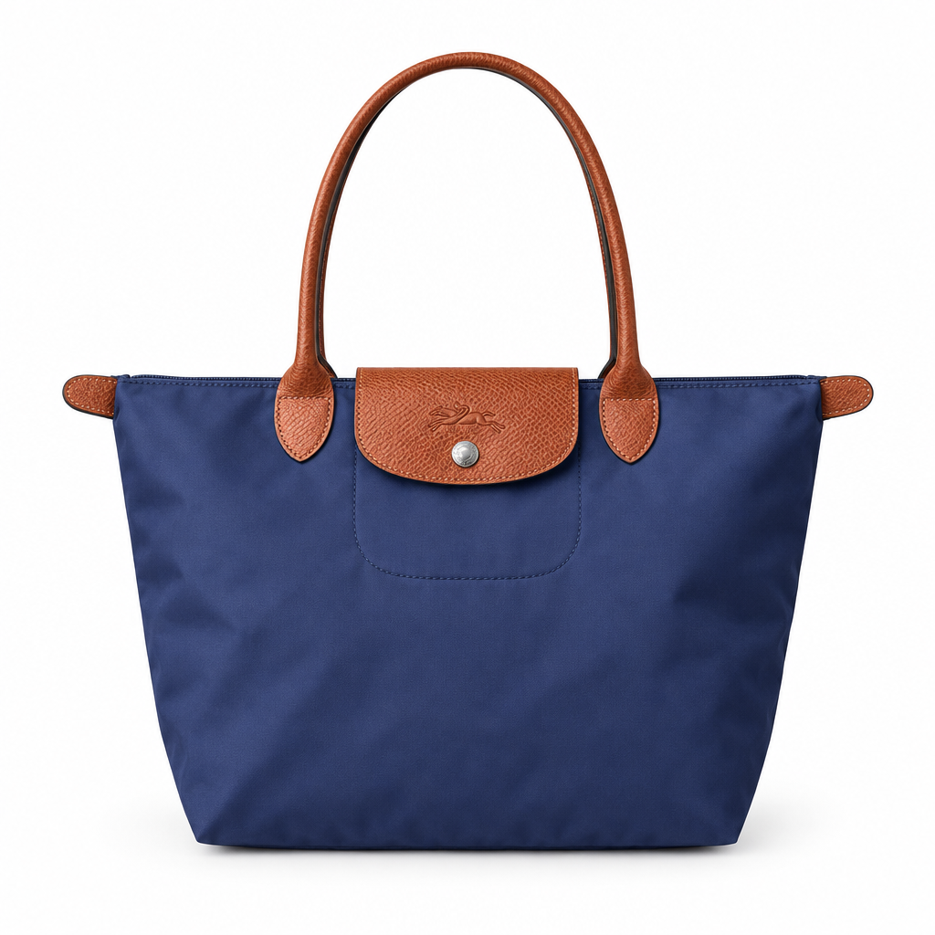 Longchamp Style Large Classic Zip-Top Tote - navy, studio view