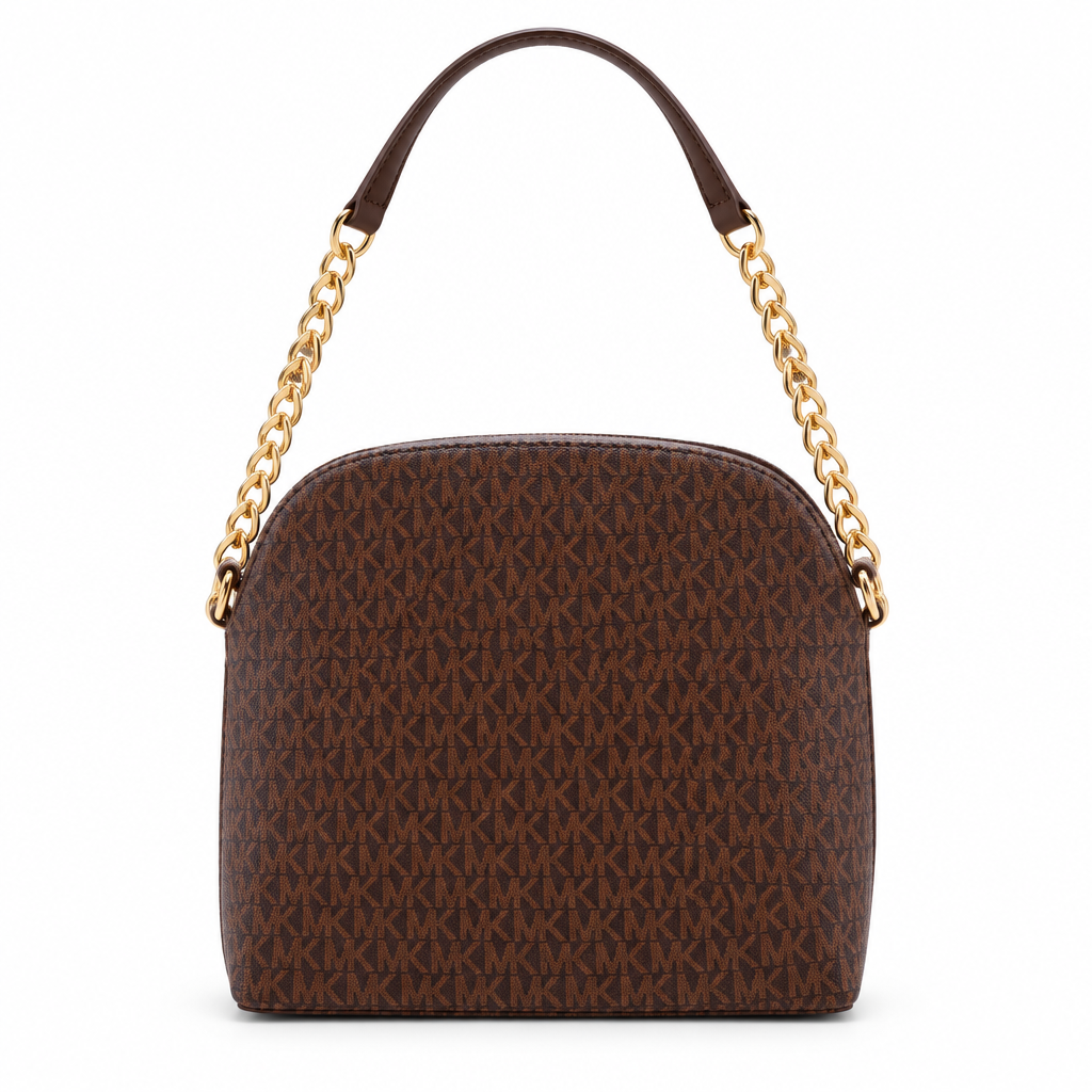 Dome chain shoulder bag - brown monogram, studio view