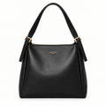 David Jones Style Twin-Buckle Shoulder Bag - black, studio view