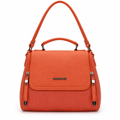 David Jones style woven flap top handle bag - orange, front view