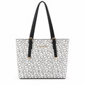 Calvin Klein style CK monogram tote - white and black, studio view