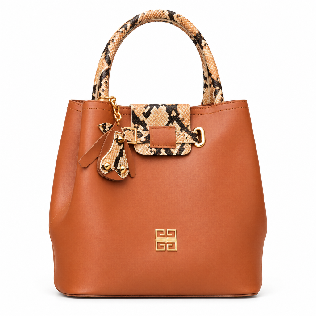 Givenchy style 4G snake handle tote - cognac, studio view