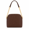 Michael Kors style MK monogram dome chain bag - brown, studio view