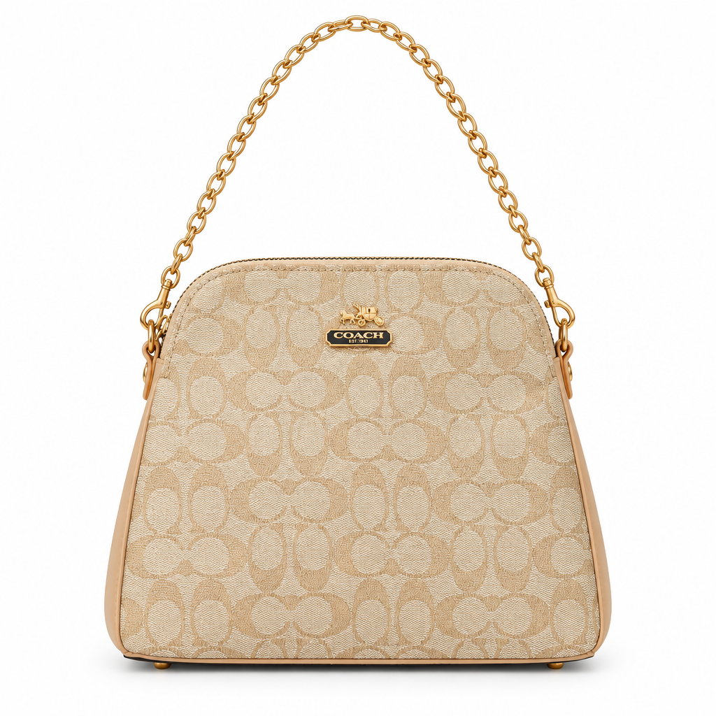Monogram dome chain bag - beige C jacquard, studio view