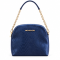 Michael Kors style snake embossed dome chain bag - navy, studio view