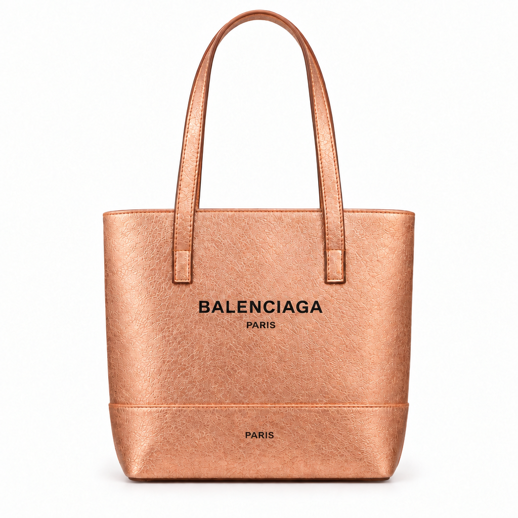 Balenciaga style metallic mini tote - copper, studio view