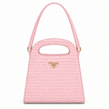 Prada style croc embossed cut-out handle bag with strap - pink, studio view