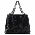 Sequin chain tote bag - all black, studio view