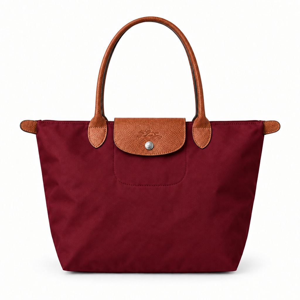 Longchamp Style Large Classic Zip-Top Tote - burgundy, studio view